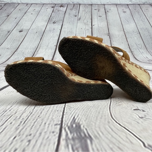 UGG Margot suede wedge sandals fur lined light brown slip on shoes, size 8 - Picture 12 of 13